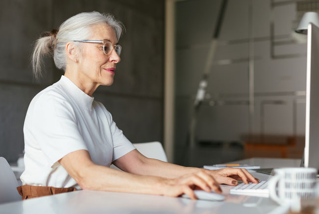 Older entrepreneur working on her product idea